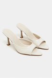 FENRIR BEIGE RUSTIC PATTERN SQUARE-TOE HIGH HEEL WOMEN’S SLIPPERS