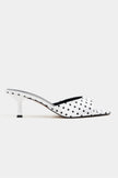 PROMISE White Polka Dot Patterned Pointed-Toe Women's Heeled Slippers