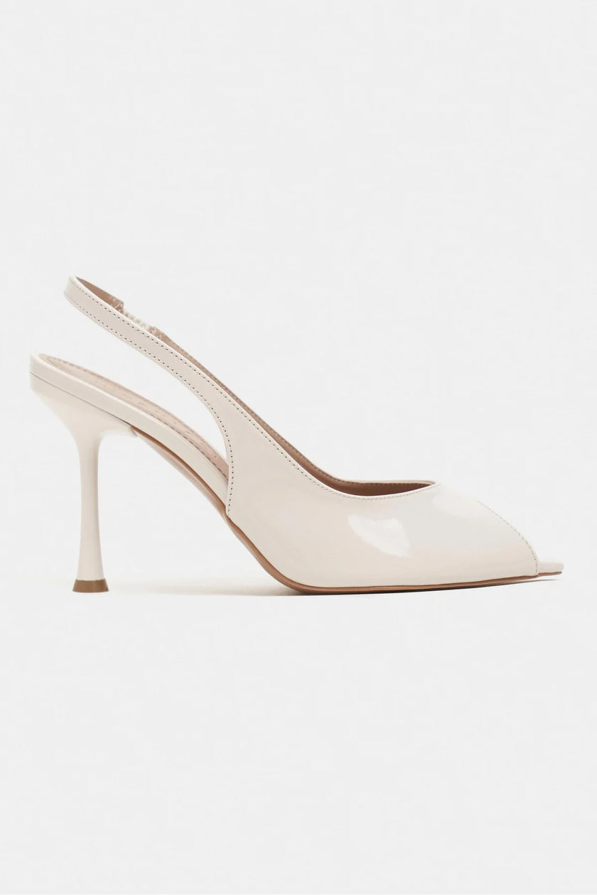 BETTY Beige Patent Open Toe Women’s Heels