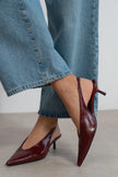 MELVIN Burgundy Patterned Matte Women’s Heeled Shoes with Elastic Ankle Detail