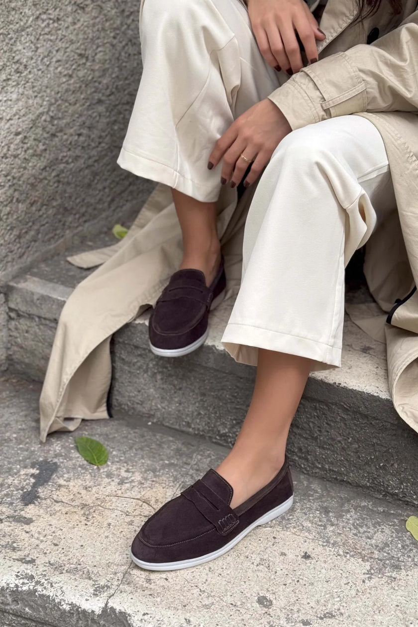 Aspire – Brown Genuine Suede Leather Ballet Flats