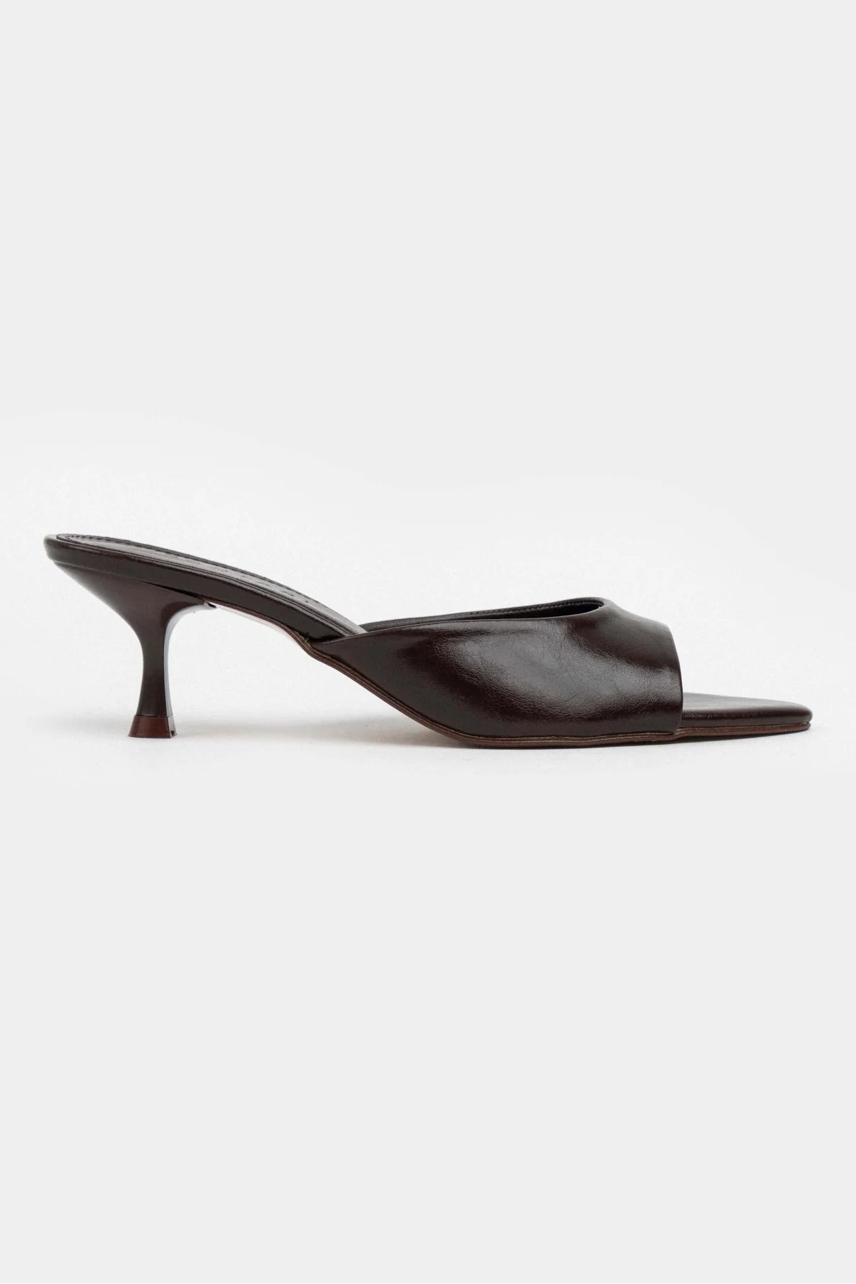 PROMISE Coffee Rustic Pattern Pointed Toe Women’s Thin Heel Slide Slippers