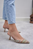 Ponnie Colorful Straw Pointed Toe Women's High Heel Shoes