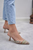 Ponnie Colorful Straw Pointed Toe Women's High Heel Shoes