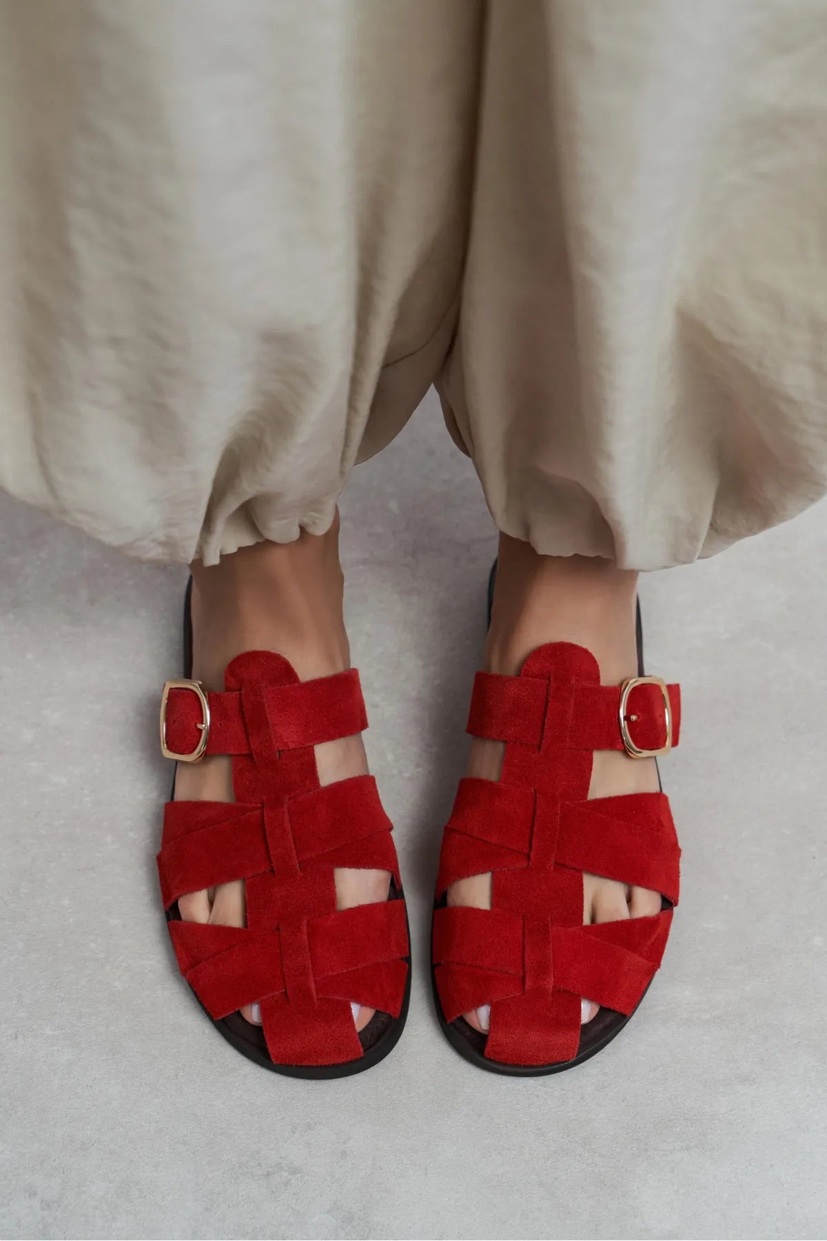 HONEY Red Genuine Suede Buckle Detail Flat Women’s Slippers | FOOTWEAR | Slipper | Lebbse HONEY Red Genuine Suede Buckle Detail Flat Women’s Slippers | FOOTWEAR | Slipper | Lebbse