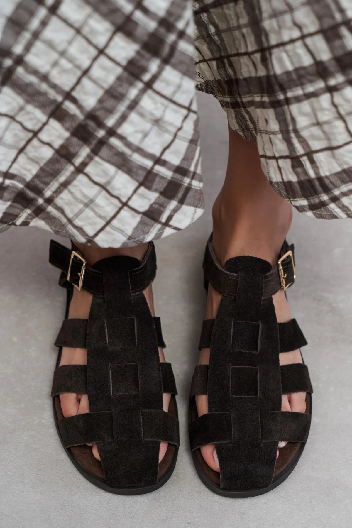 ORBIT Bitter Brown Suede Genuine Leather Buckle Detail Flat Women’s Sandals | FOOTWEAR | SANDALET | Lebbse ORBIT Bitter Brown Suede Genuine Leather Buckle Detail Flat Women’s Sandals | FOOTWEAR | SANDALET | Lebbse