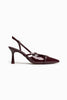 Wanda Burgundy Patent Leather Belt Detail Ankle-Tied Women's High Heel Shoes
