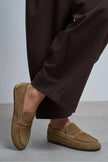 JERY ROME Beige Suede Leather Women’s Loafer Shoes