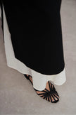 LENY Black Satin Piped  Low-Heel Women's Sandals