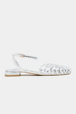 PIKA Silver Metallic Buckle Detail Women’s Sandal Flats