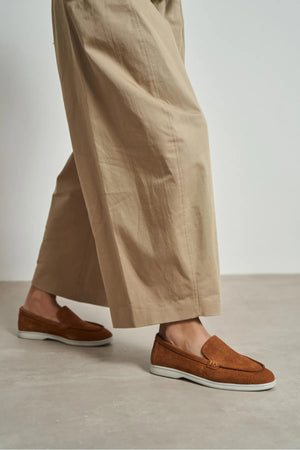 VAYNE Tan Genuine Leather Flat Women’s Ballet Flats