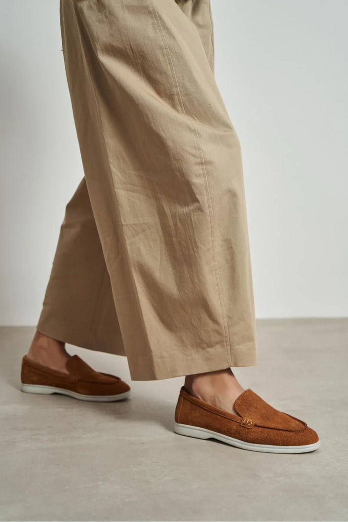VAYNE Tan Genuine Leather Flat Women’s Ballet Flats