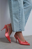 ROXY Salmon Satin Ankle Strap Open Toe Women’s Heels