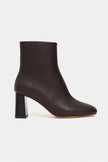 OPLO Coffee Matte Zippered Thick Heel Women's Boots