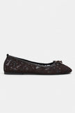 MAGNI Brown Lace Embroidered Bow Detail Women’s Ballet Flats