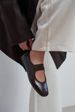 MORTY Coffee Rustic Patterned Women’s Daily Ballet Flats with Strap Detail