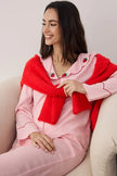 Pink Plain Shally Woven Pajama Set