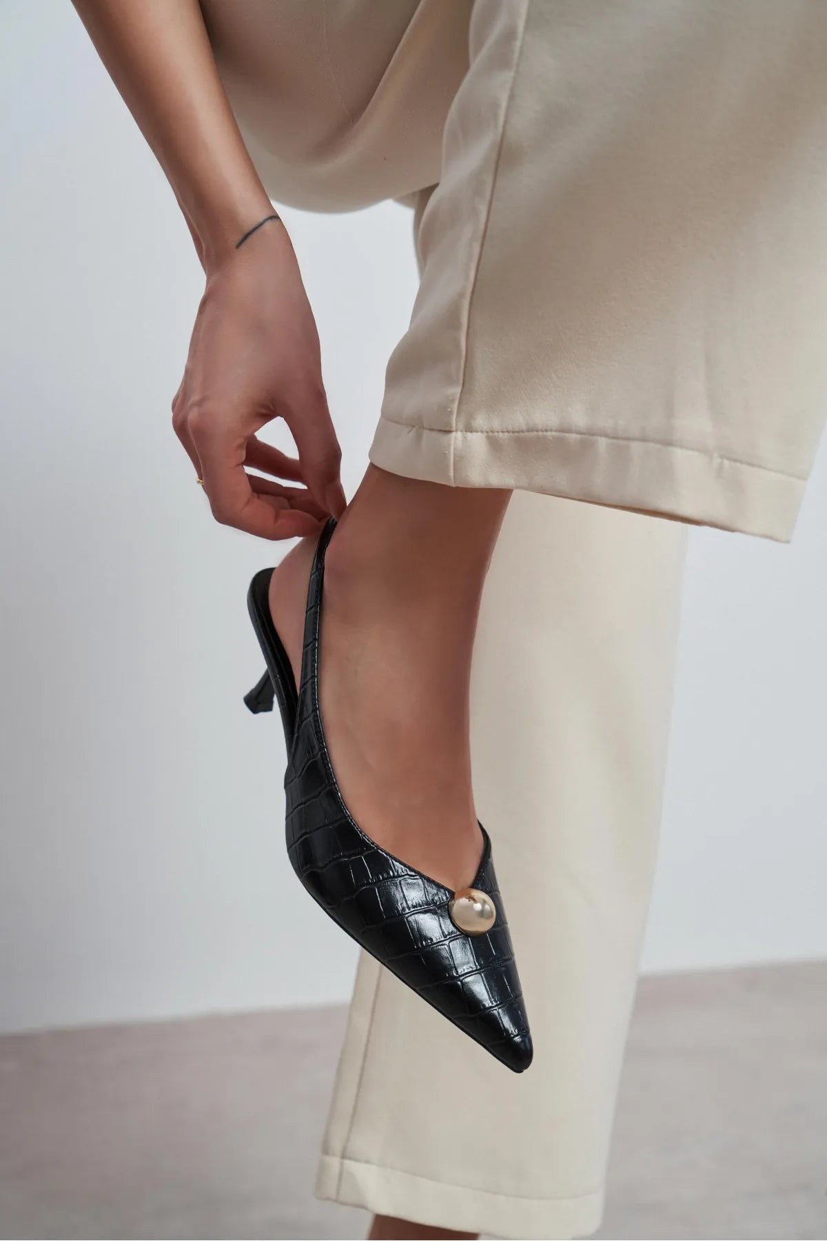 ALVERA Black Croco Texture Accessory Detail Pointed Toe Women’s Heel Shoes - Pre order | FOOTWEAR | Heels | Lebbse ALVERA Black Croco Texture Accessory Detail Pointed Toe Women’s Heel Shoes - Pre order | FOOTWEAR | Heels | Lebbse