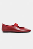 MORTY Red Rustic Patterned Women’s Daily Ballet Flats with Strap Detail