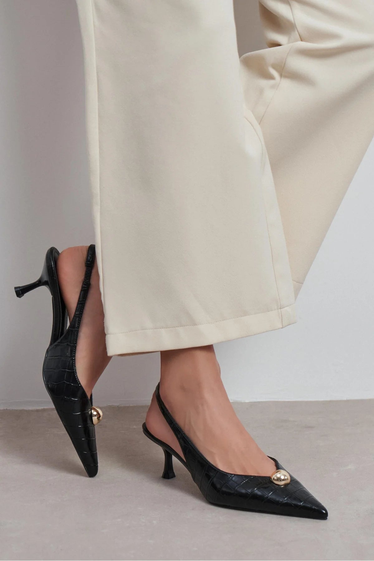 ALVERA Black Croco Texture Accessory Detail Pointed Toe Women’s Heel Shoes - Pre order | FOOTWEAR | Heels | Lebbse ALVERA Black Croco Texture Accessory Detail Pointed Toe Women’s Heel Shoes - Pre order | FOOTWEAR | Heels | Lebbse