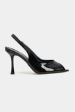BETTY Black Patent Open-Toe Women’s Heels