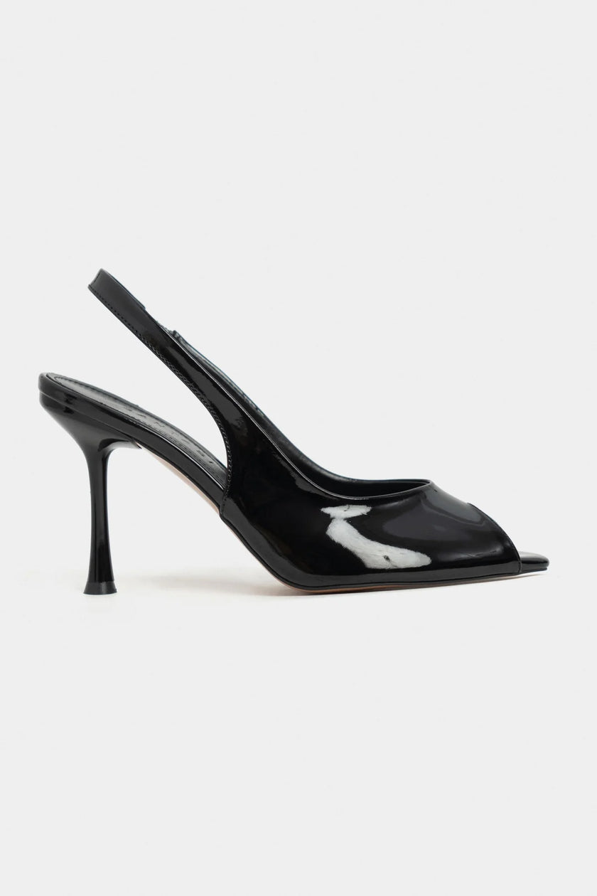 BETTY Black Patent Open-Toe Women’s Heels