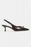 ALVERA Coffee Croco Texture Accessory Detail Pointed Toe Women’s Heel Shoes