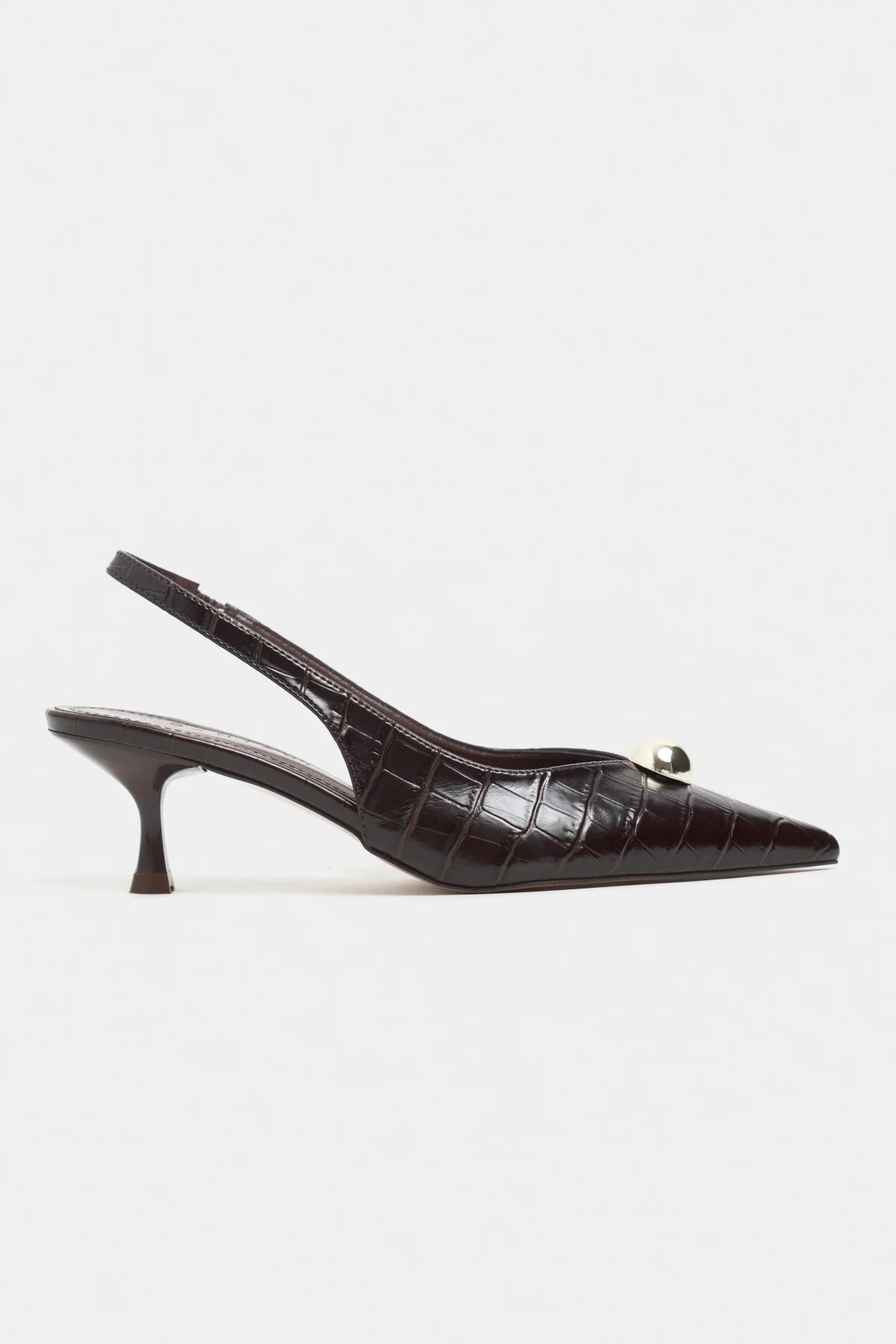 ALVERA Coffee Croco Texture Accessory Detail Pointed Toe Women’s Heel Shoes | Heels | Lebbse ALVERA Coffee Croco Texture Accessory Detail Pointed Toe Women’s Heel Shoes | Heels | Lebbse