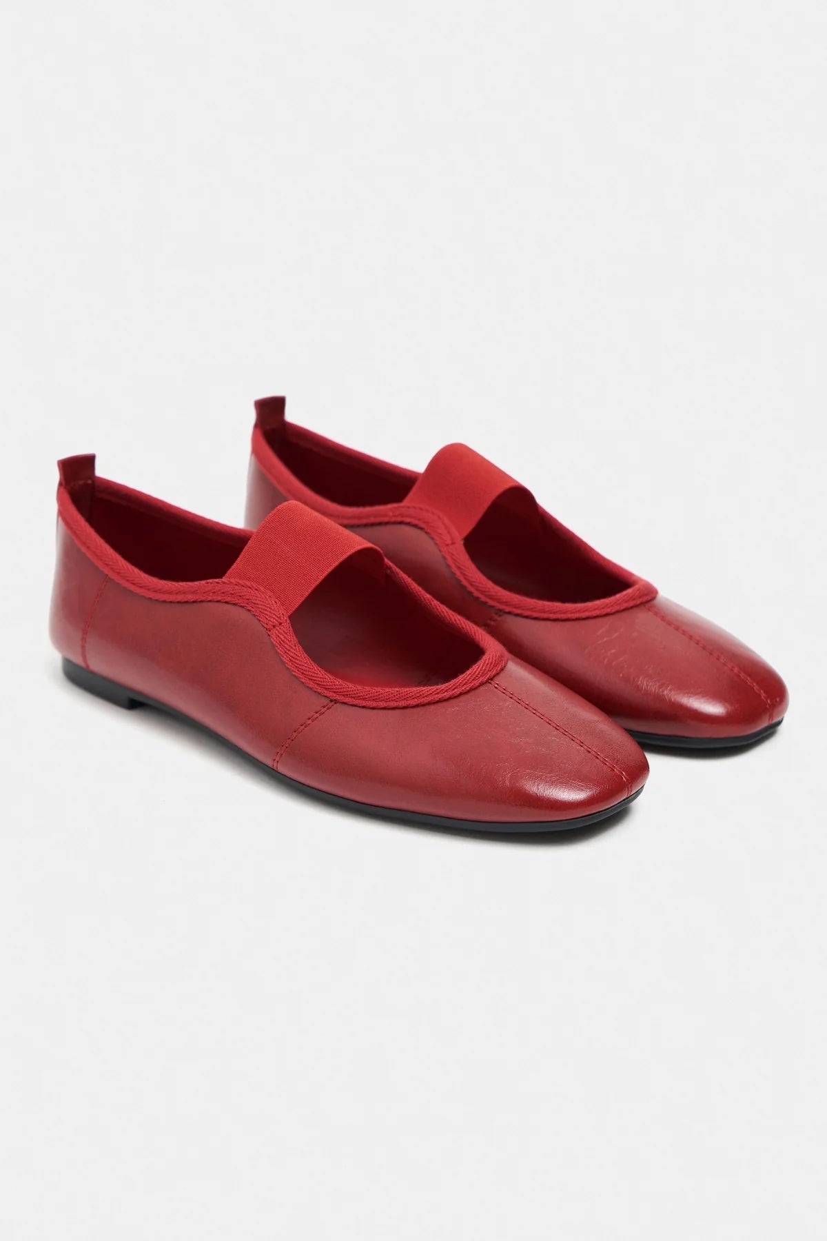 MORTY Red Rustic Patterned Women’s Daily Ballet Flats with Strap Detail