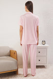 Pink Galaxy Patterned Knitted Pajama Set
