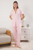 Pink Galaxy Patterned Knitted Pajama Set