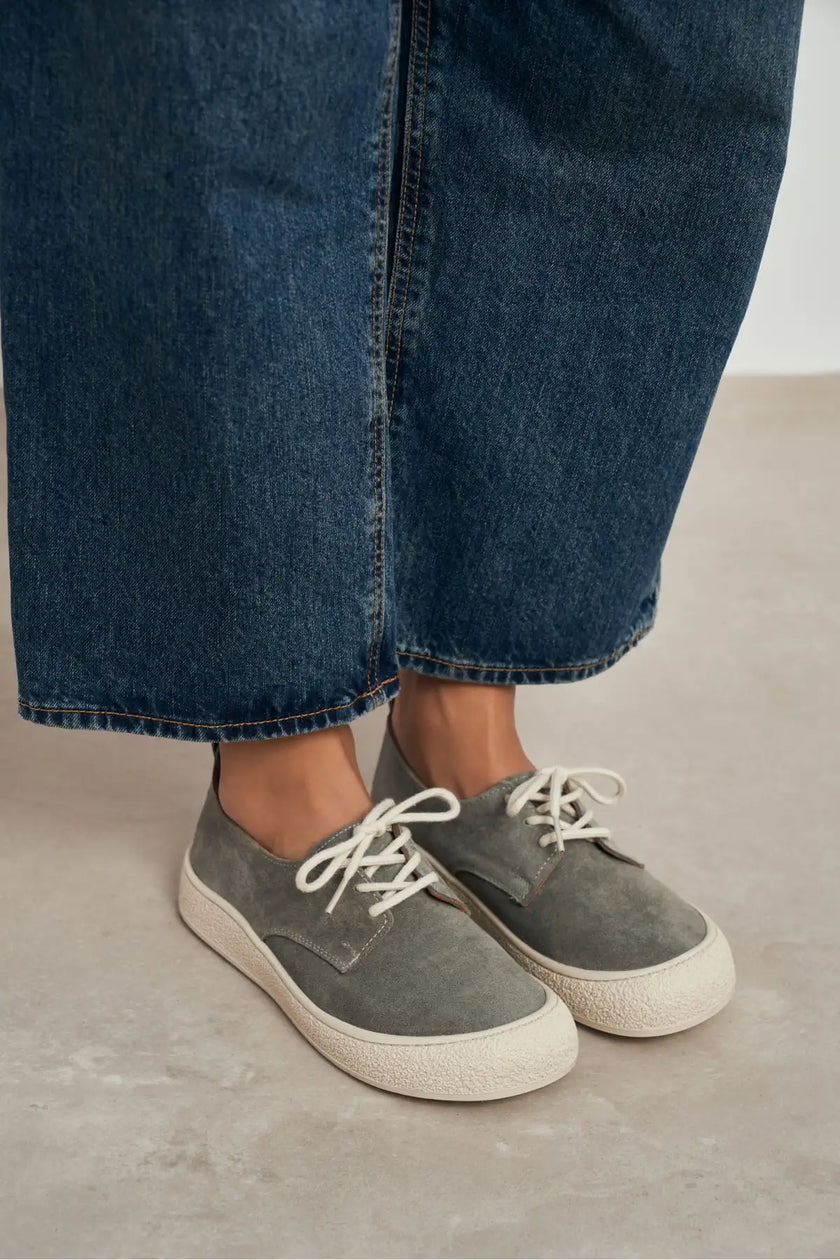 SPACE GREY LACE-UP CASUAL SNEAKER WOMEN'S SHOES
