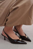 ALVERA Coffee Croco Texture Accessory Detail Pointed Toe Women’s Heel Shoes