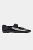 MORTY Black Rustic Patterned Women’s Daily Ballet Flats with Strap Detail