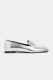 RORY Silver Patterned Buckle Detail Women’s Loafer Shoes