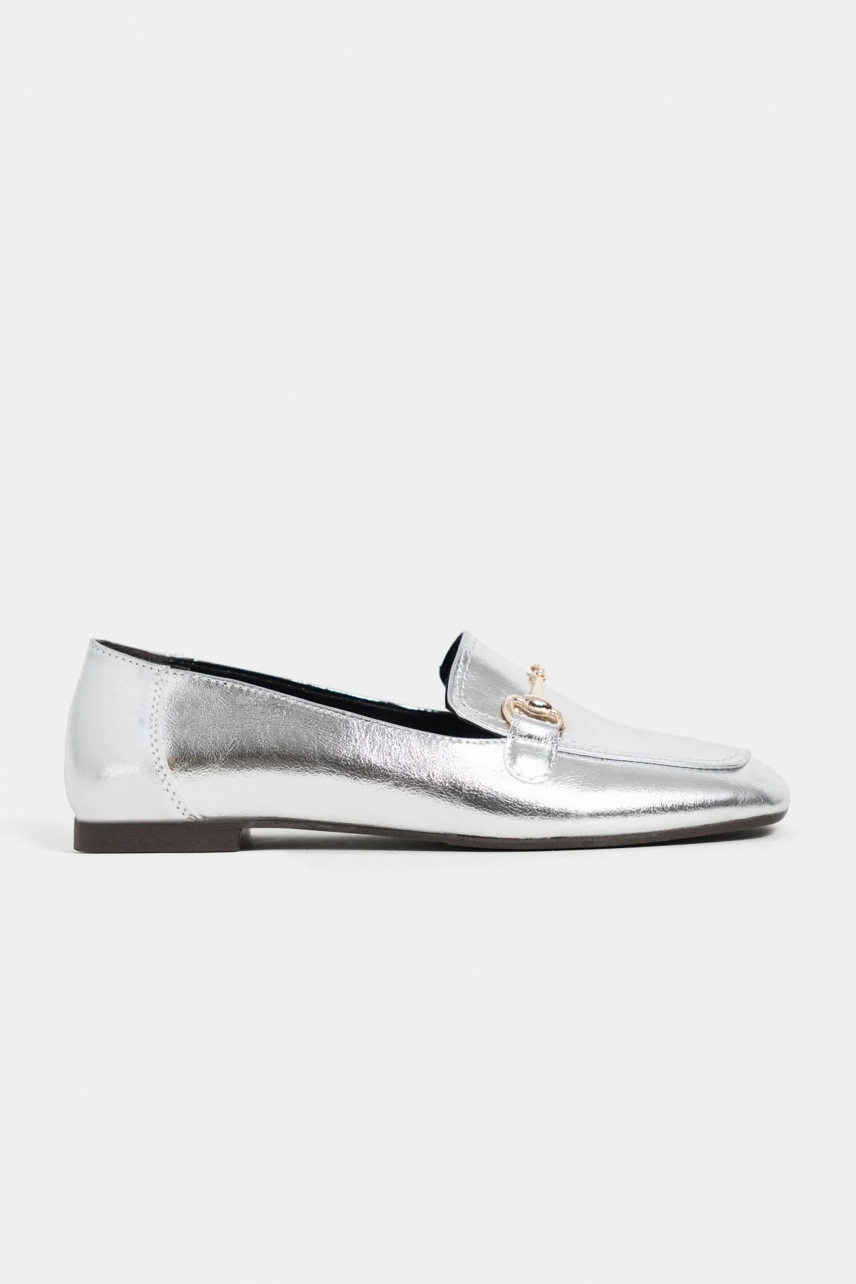 RORY Silver Patterned Buckle Detail Women’s Loafer Shoes
