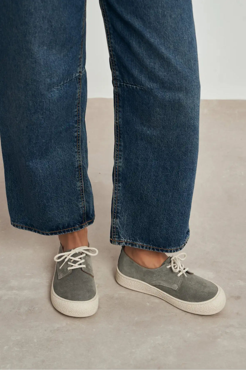 SPACE GREY LACE-UP CASUAL SNEAKER WOMEN'S SHOES