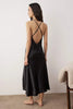 Black Single 100% Polyester Plain Slit Satin Weave Nightgown
