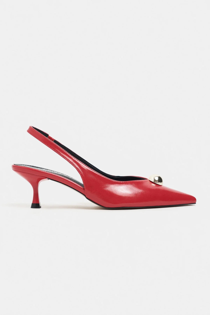 ALVERA Red Rustic Accessory Detail Pointed Toe Women’s Heel Shoes
