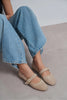 BERLIN Beige Suede Genuine Leather Buckle Strap Women’s Ballerina Flats