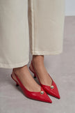 ALVERA Red Rustic Accessory Detail Pointed Toe Women’s Heel Shoes