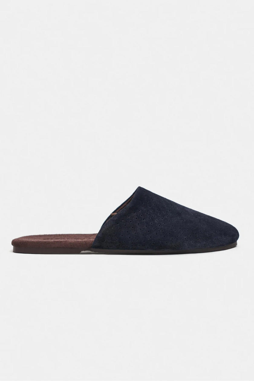 MODI NAVY BLUE SUEDE LEATHER WOMEN’S CLOSED SLIPPERS