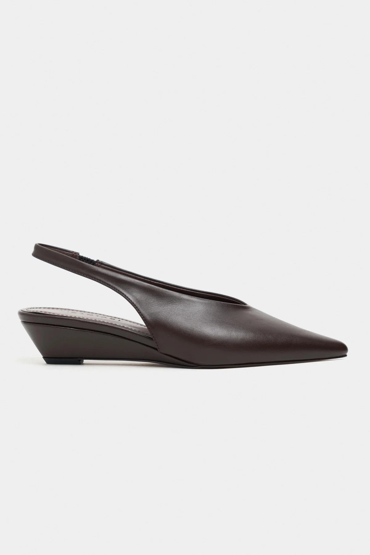 NINO Coffee Matte Pointed Toe Back Strap Women’s Wedge Heel Shoes