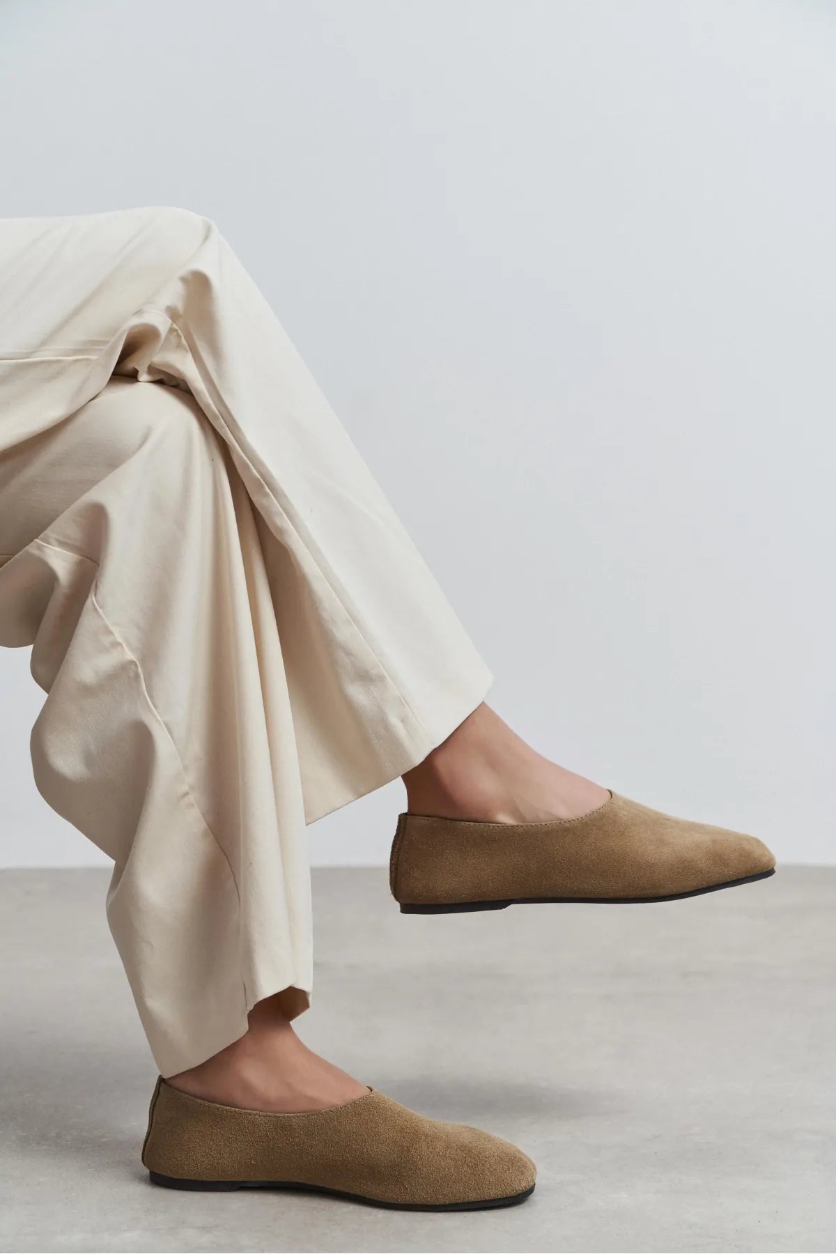 BINNEY Rome Beige Suede Leather Women’s Ballerina Flats