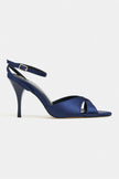 MONICA Navy Satin Ankle Strap Detail Women’s Stiletto Heels