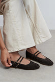 JAMES Brown Suede Leather Flat Women’s Ballet Flats