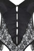 Black Lace and Satin Ruffled Unlined Fantasy Bodysuit