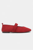 Tectum Red Suede Genuine Leather Medium-Band Flat Women's Ballet Flats