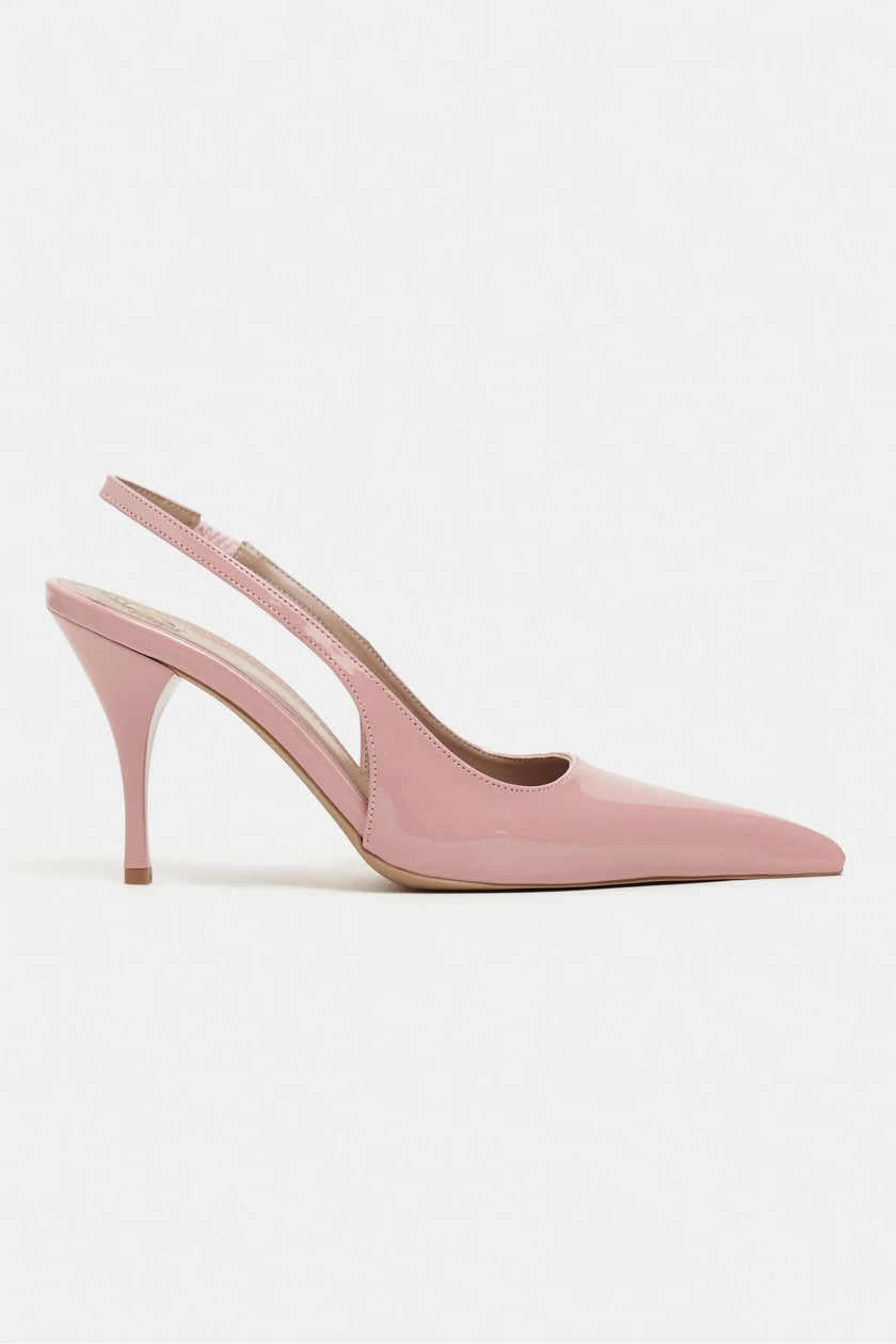 MEHRU Dusty Rose Patent Buckle Detail Pointed Toe Women’s Heels