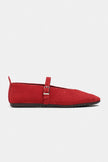 MERA Red Suede Buckle Detail Genuine Leather Women’s Flat Ballet Shoes